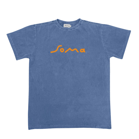 Camiseta SoMa Logo Azul Estonado Laranja